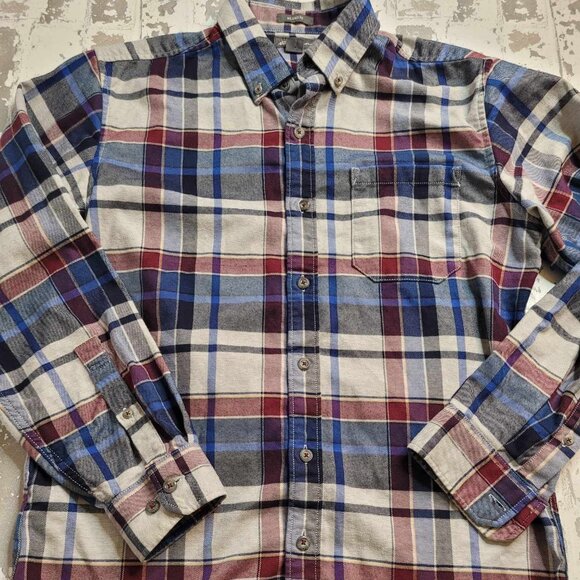 2435 Eddie Bauer Men's LS Flannel Blue Plaid Size Small - Picture 1 of 5
